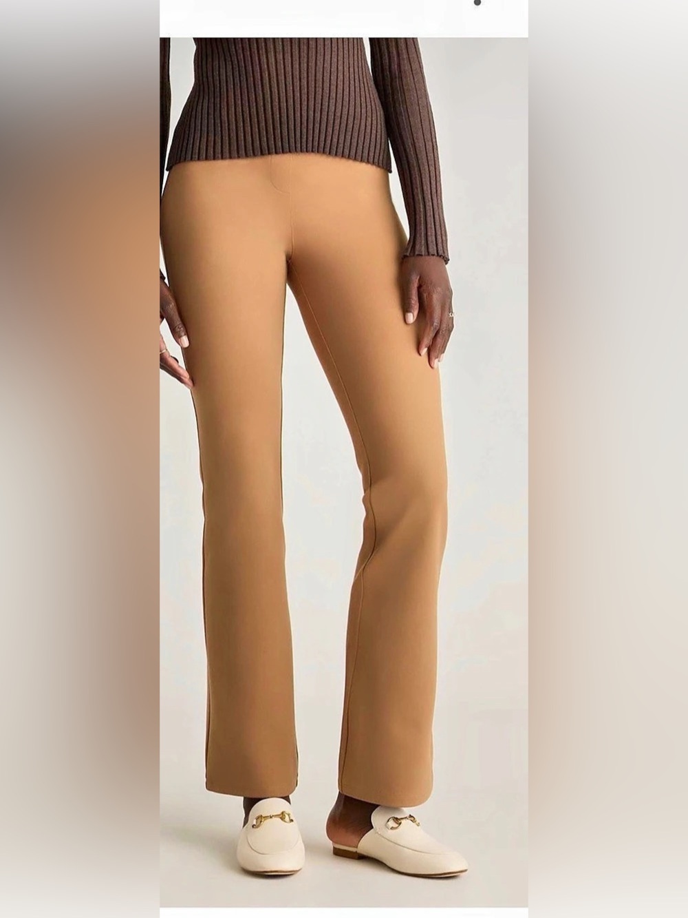 Quince Ultra-Stretch Ponte Flare Leg Pants Brown Medium NWT